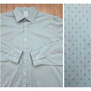 Brooks Brothers 1818 Regent Non Iron All Cotton 17-6/7 Dress Shirt Teal Diamonds